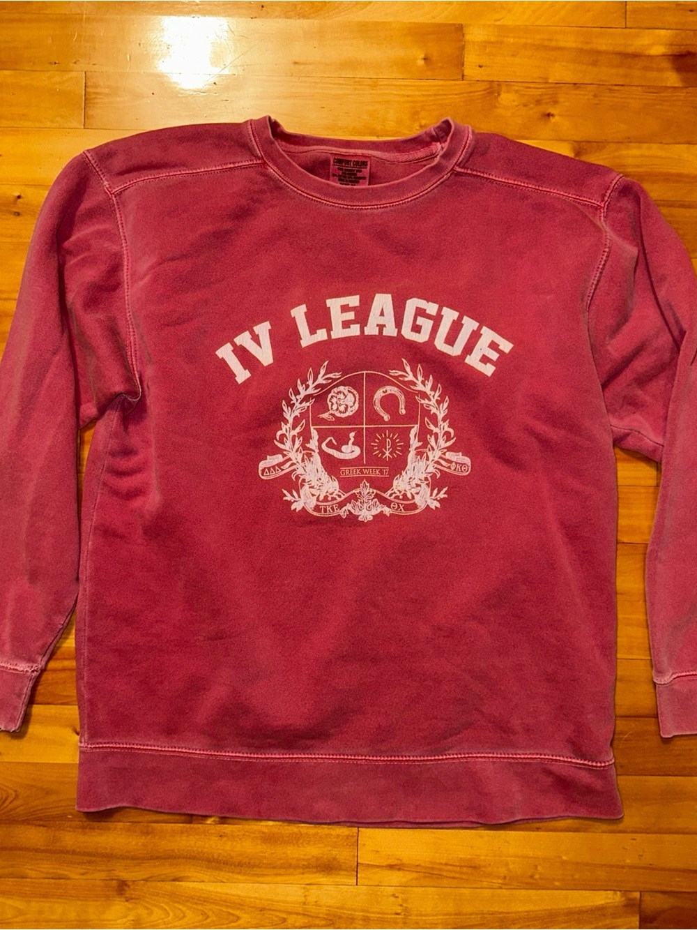 Comfort Colors Greek Week Sweatshirt M Pink Sorority Fraternity Collegiate Crew - Picture 5 of 9